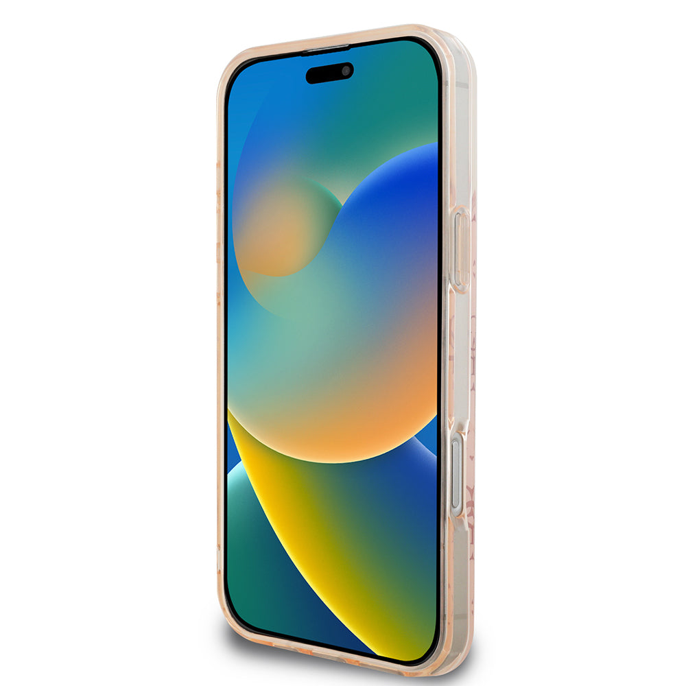 iPhone 16 Pro Kılıf Guess Orijinal Lisanslı M-safe Şarj Özellikli IML Baskılı Klasik Logolu 4G Desenli Kılıf