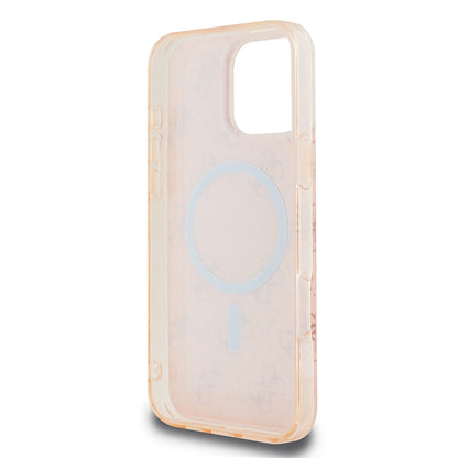 iPhone 16 Pro Kılıf Guess Orijinal Lisanslı M-safe Şarj Özellikli IML Baskılı Klasik Logolu 4G Desenli Kılıf