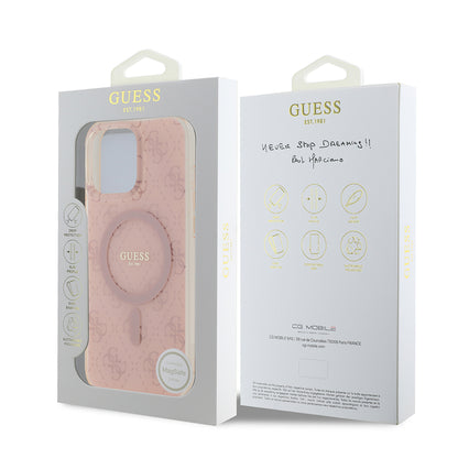 iPhone 16 Pro Kılıf Guess Orijinal Lisanslı M-safe Şarj Özellikli IML Baskılı Klasik Logolu 4G Desenli Kılıf