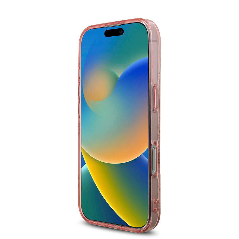 iPhone 16 Pro Kılıf Guess Orijinal Lisanslı M-safe Şarj Özellikli IML Peony ve 4G Desenli Klasik Logolu Kılıf