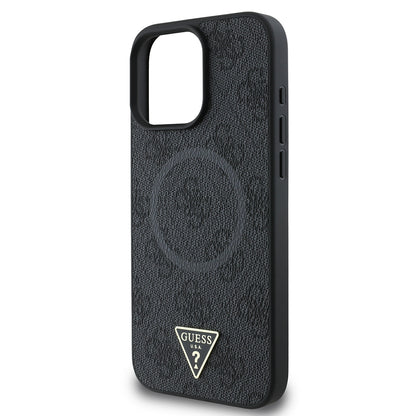 iPhone 16 Pro Kılıf Guess Orijinal Lisanslı M-safe Şarj Özellikli PU Üçgen Logo 4G Desenli Kılıf