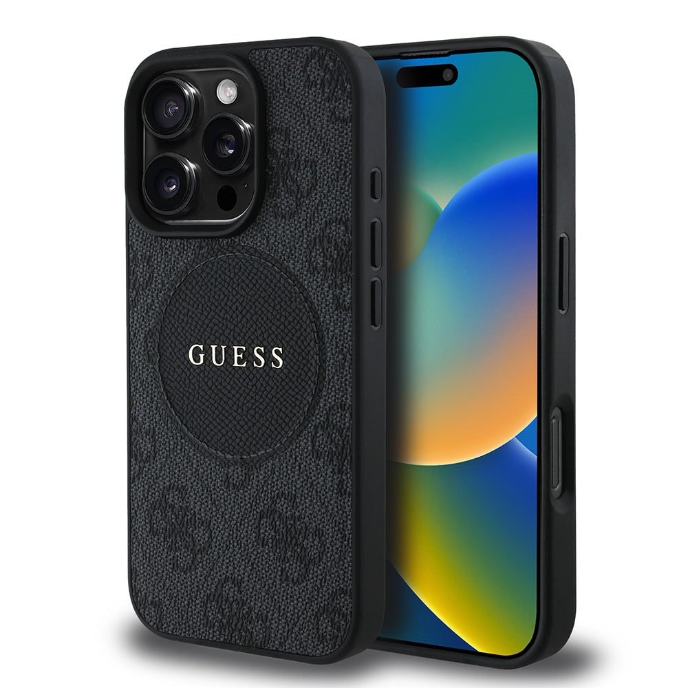 iPhone 16 Pro Kılıf Guess Orijinal Lisanslı M-safe Şarj Özellikli Yazı Logolu Circle Classic Kılıf