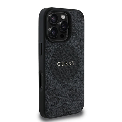 iPhone 16 Pro Kılıf Guess Orijinal Lisanslı M-safe Şarj Özellikli Yazı Logolu Circle Classic Kılıf