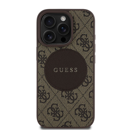 iPhone 16 Pro Kılıf Guess Orijinal Lisanslı M-safe Şarj Özellikli Yazı Logolu Circle Classic Kılıf