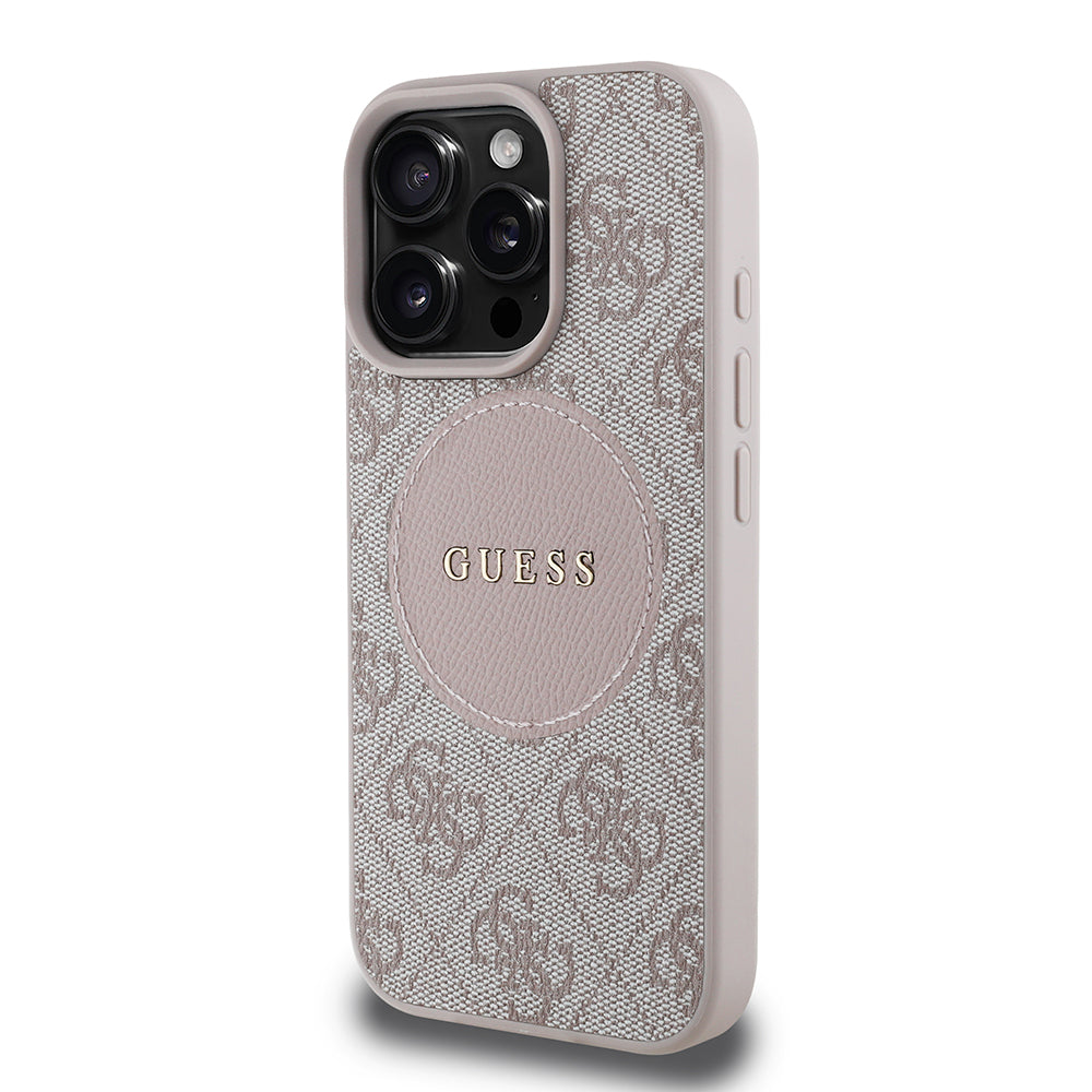 iPhone 16 Pro Kılıf Guess Orijinal Lisanslı M-safe Şarj Özellikli Yazı Logolu Circle Classic Kılıf