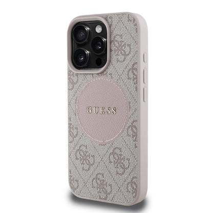 iPhone 16 Pro Kılıf Guess Orijinal Lisanslı M-safe Şarj Özellikli Yazı Logolu Circle Classic Kılıf