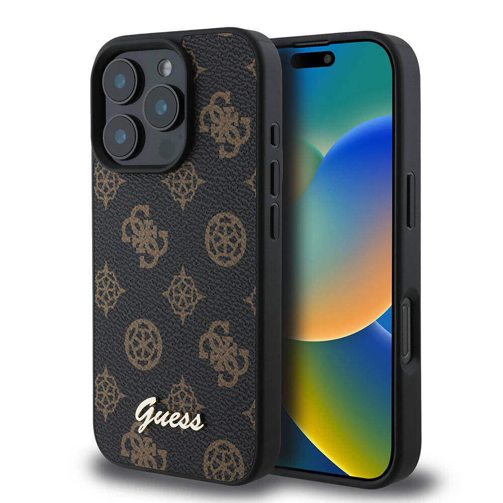 iPhone 16 Pro Kılıf Guess Orijinal Lisanslı M-safe Şarj Özellikli Yazı Logolu Peony Kılıf