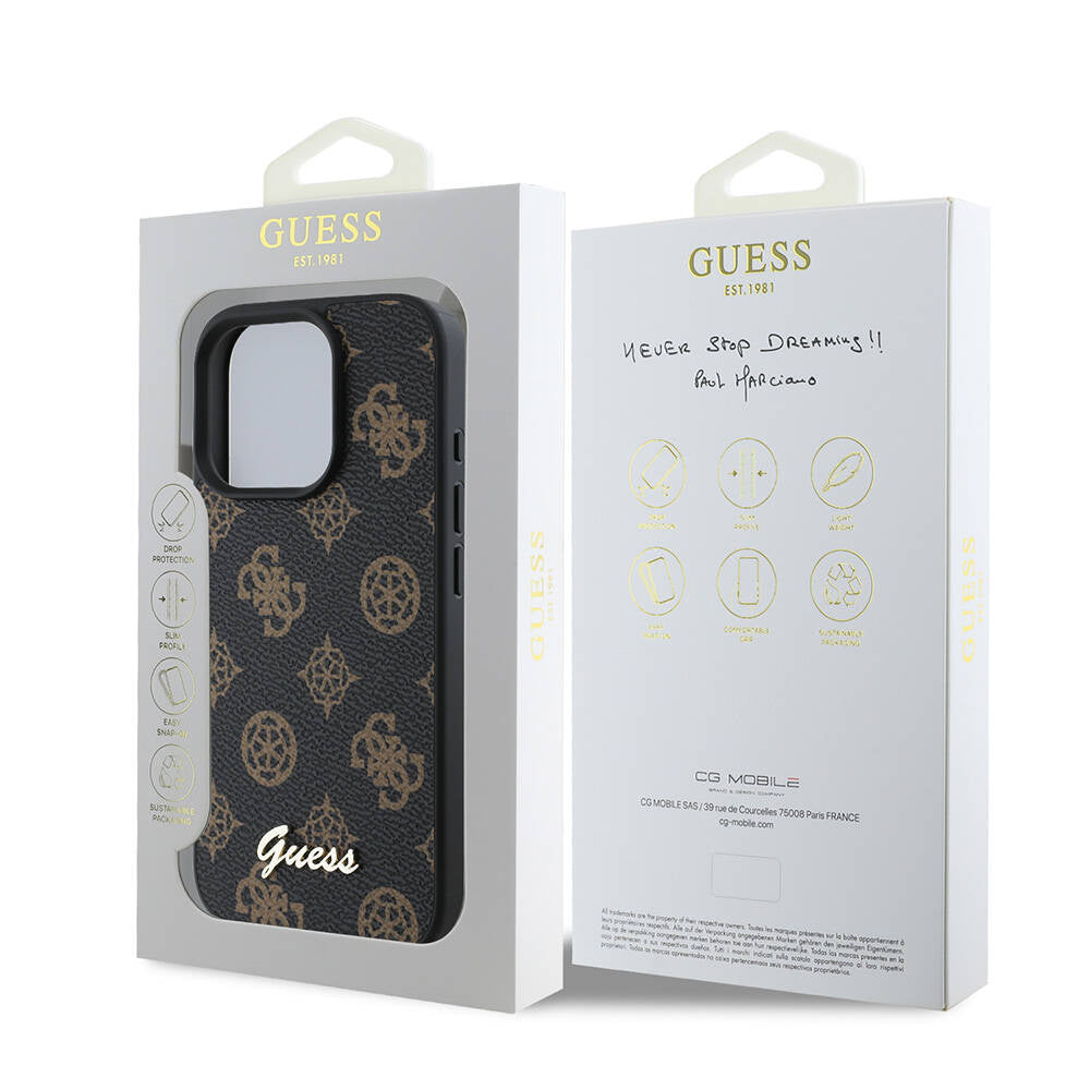 iPhone 16 Pro Kılıf Guess Orijinal Lisanslı M-safe Şarj Özellikli Yazı Logolu Peony Kılıf