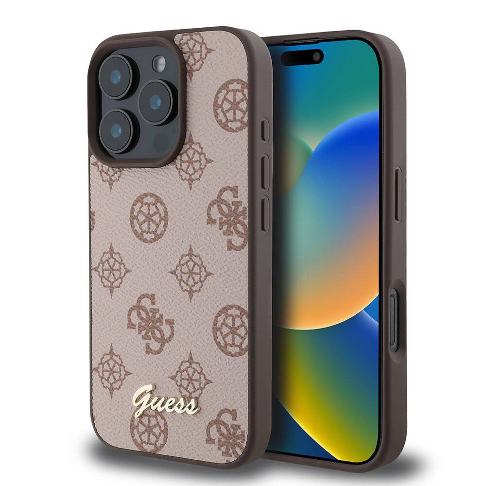 iPhone 16 Pro Kılıf Guess Orijinal Lisanslı M-safe Şarj Özellikli Yazı Logolu Peony Kılıf