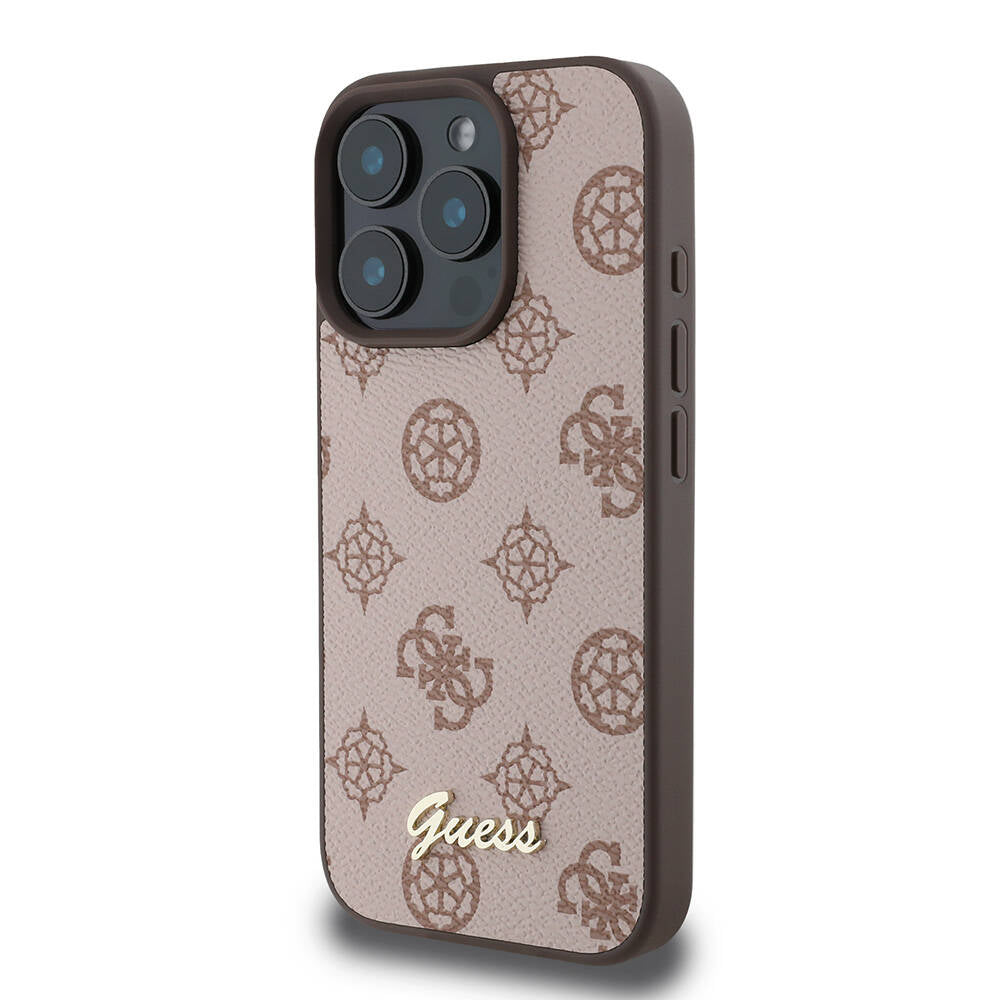 iPhone 16 Pro Kılıf Guess Orijinal Lisanslı M-safe Şarj Özellikli Yazı Logolu Peony Kılıf