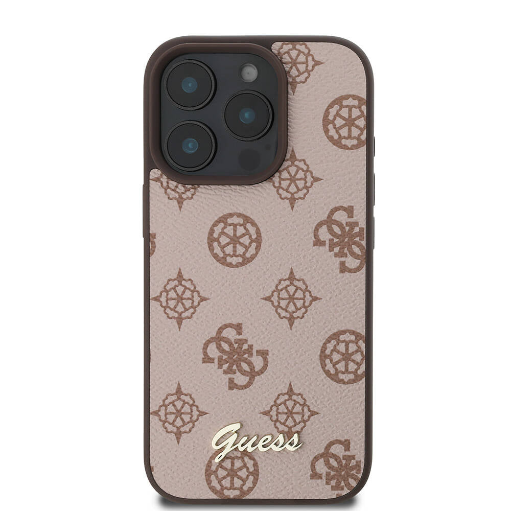 iPhone 16 Pro Kılıf Guess Orijinal Lisanslı M-safe Şarj Özellikli Yazı Logolu Peony Kılıf