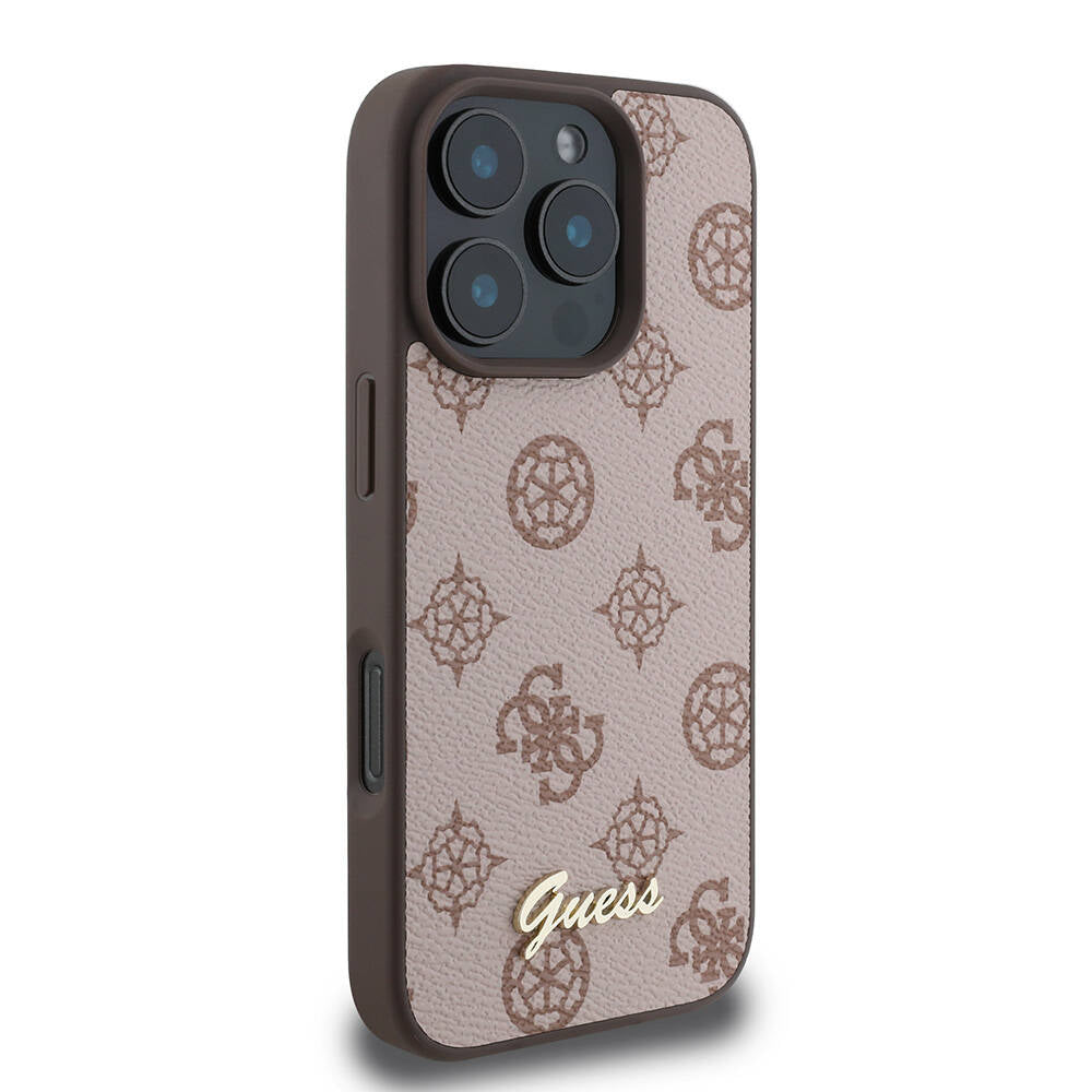 iPhone 16 Pro Kılıf Guess Orijinal Lisanslı M-safe Şarj Özellikli Yazı Logolu Peony Kılıf