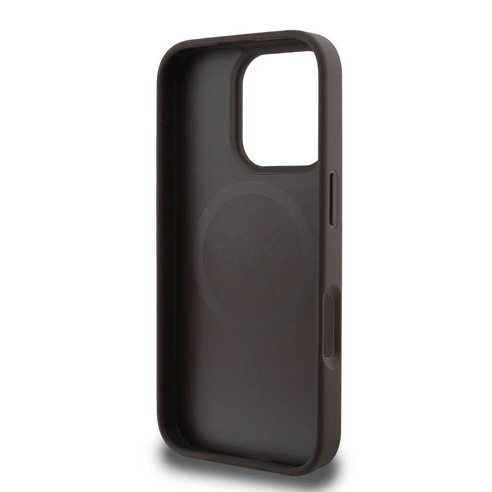 iPhone 16 Pro Kılıf Guess Orijinal Lisanslı M-safe Şarj Özellikli Yazı Logolu Peony Kılıf
