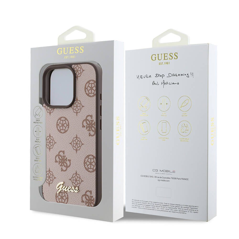 iPhone 16 Pro Kılıf Guess Orijinal Lisanslı M-safe Şarj Özellikli Yazı Logolu Peony Kılıf