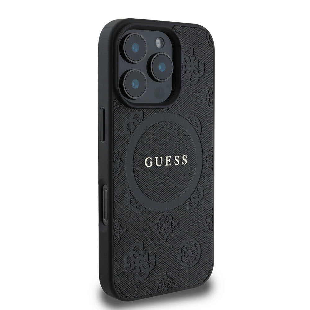 iPhone 16 Pro Kılıf Guess Orijinal Lisanslı M-safe Şarj Özellikli Yazı Logolu Saffiano Peony Kılıf