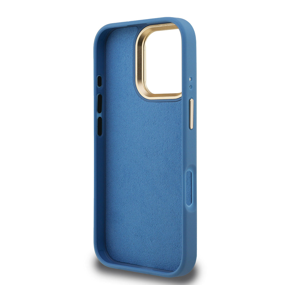 iPhone 16 Pro Kılıf Guess Orijinal Lisanslı PU Deri 4G Desenli Metal Büyük 4G ve Yazı Logolu Kamera Standlı Kılıf