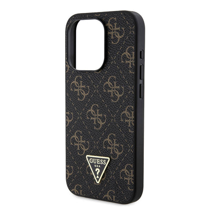 iPhone 16 Pro Kılıf Guess Orijinal Lisanslı PU Deri 4G Desenli Üçgen Logolu Kılıf