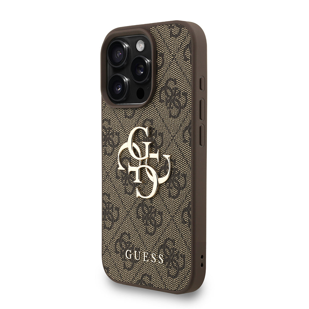 iPhone 16 Pro Kılıf Guess Orijinal Lisanslı PU Deri Bilek Askı İpli Metal Büyük 4G ve Yazı Logolu Kılıf