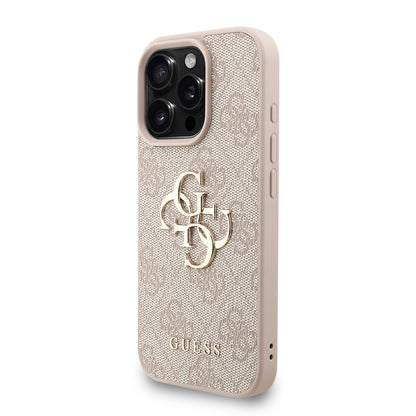 iPhone 16 Pro Kılıf Guess Orijinal Lisanslı PU Deri Bilek Askı İpli Metal Büyük 4G ve Yazı Logolu Kılıf
