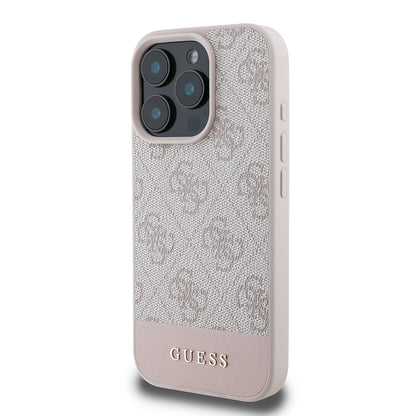 iPhone 16 Pro Kılıf Guess Orijinal Lisanslı PU Deri Şerit Logo Dizaynlı Kılıf