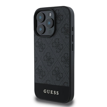 iPhone 16 Pro Kılıf Guess Orijinal Lisanslı PU Deri Şerit Logo Dizaynlı Kılıf