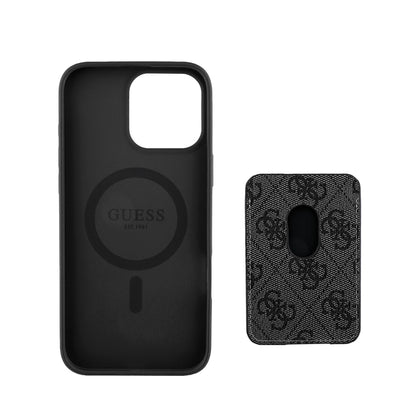 iPhone 16 Pro Kılıf Guess orijinal Lisanslı M-safe Şarj Özellikli 4G Desenli Çizgili Kartlıklı Kılıf