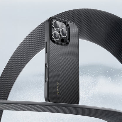 iPhone 16 Pro Kılıf Karbon Fiber M-safe Şarj Özellikli Kamera Kontrol Butonlu Benks Hybrid ArmorPro Montage Kevlar Kılıf