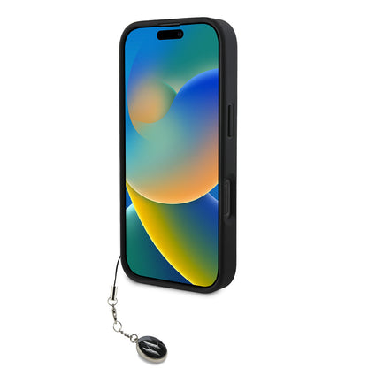 iPhone 16 Pro Kılıf Karl Lagerfeld Orijinal Lisanslı Anahtarlıklı Taşlı KL Yazılı Saffiano Rhinestones Kılıf