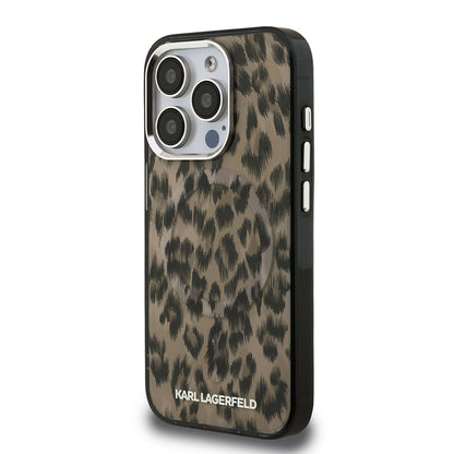 iPhone 16 Pro Kılıf Karl Lagerfeld Orijinal Lisanslı IML Leopar Baskılı Kılıf