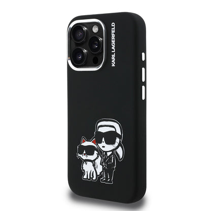 iPhone 16 Pro Kılıf Karl Lagerfeld Orijinal Lisanslı Karl & Choupette Sketch Logo Sililkon Kılıf