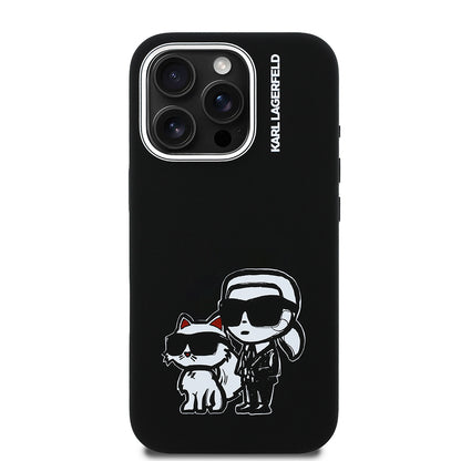 iPhone 16 Pro Kılıf Karl Lagerfeld Orijinal Lisanslı Karl & Choupette Sketch Logo Sililkon Kılıf