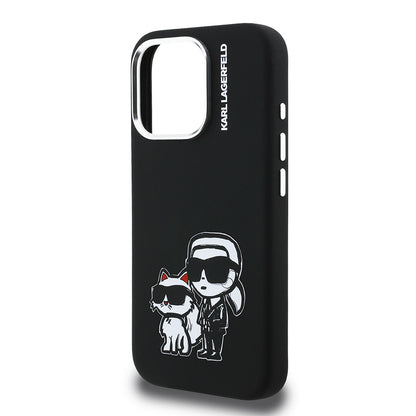 iPhone 16 Pro Kılıf Karl Lagerfeld Orijinal Lisanslı Karl & Choupette Sketch Logo Sililkon Kılıf