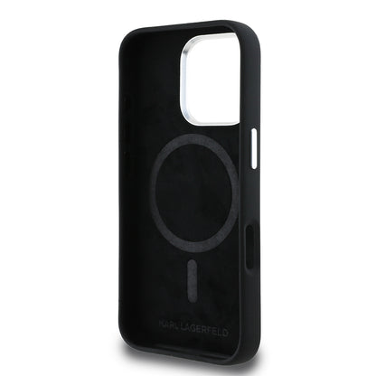 iPhone 16 Pro Kılıf Karl Lagerfeld Orijinal Lisanslı Karl & Choupette Sketch Logo Sililkon Kılıf