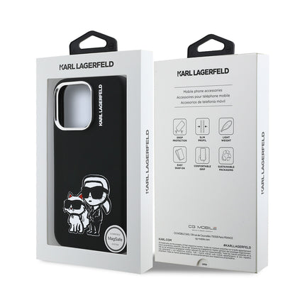iPhone 16 Pro Kılıf Karl Lagerfeld Orijinal Lisanslı Karl & Choupette Sketch Logo Sililkon Kılıf