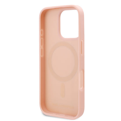 iPhone 16 Pro Kılıf Karl Lagerfeld Orijinal Lisanslı M-safe Şarj Özellikli KL Yazılı Hot Stamp Kılıf