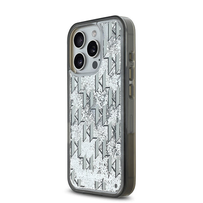 iPhone 16 Pro Kılıf Karl Lagerfeld Orijinal Lisanslı Simli KL Yazılı Monogram Gradient Kılıf