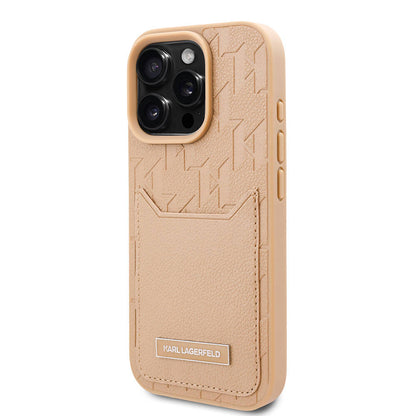 iPhone 16 Pro Kılıf Karl Lagerfeld orijinal Lisanslı KL Desenli Kartlıklı Monogram Kılıf
