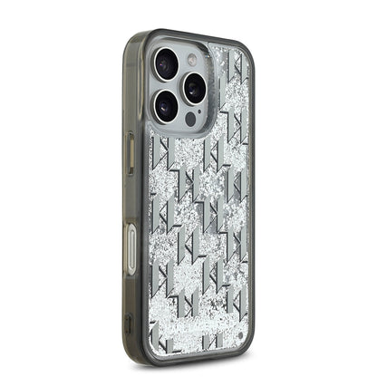 iPhone 16 Pro Kılıf Karl Lagerfeld orijinal Lisanslı Simli KL Yazılı Monogram Gradient Kılıf
