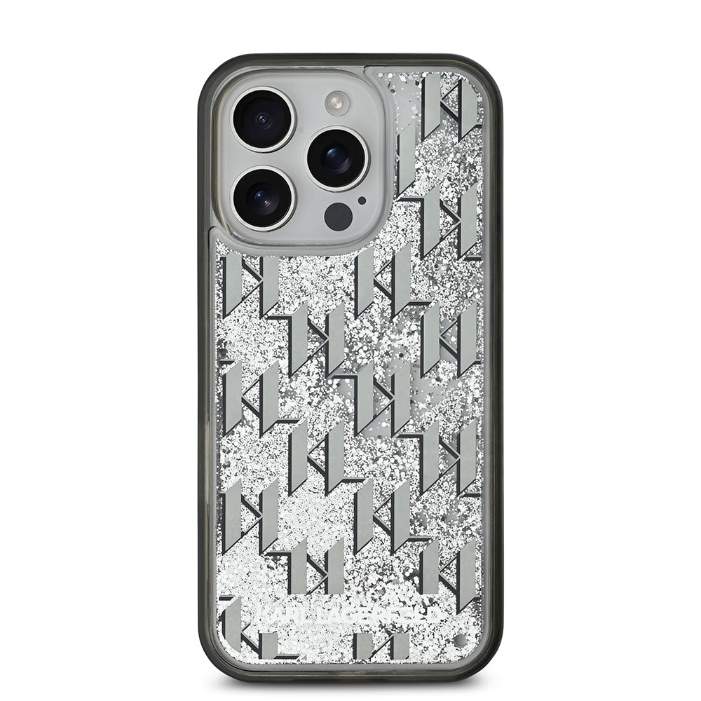 iPhone 16 Pro Kılıf Karl Lagerfeld orijinal Lisanslı Simli KL Yazılı Monogram Gradient Kılıf