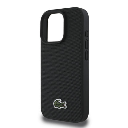 iPhone 16 Pro Kılıf Lacoste Orijinal Lisanslı PU Pike Desenli Arka Yüzey İkonik Timsah Dokuma Logolu Kılıf + Type-C Kablo 1.5m