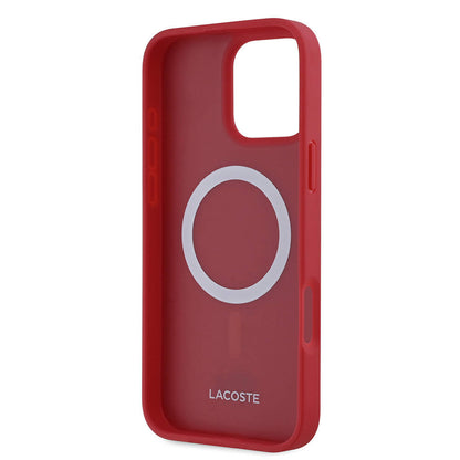 iPhone 16 Pro Kılıf Lacoste orijinal Lisanslı PU Pike Desenli Arka Yüzey İkonik Timsah Dokuma Logolu Kılıf