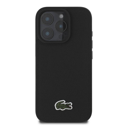 iPhone 16 Pro Kılıf Lacoste orijinal Lisanslı PU Pike Desenli Arka Yüzey İkonik Timsah Dokuma Logolu Kılıf