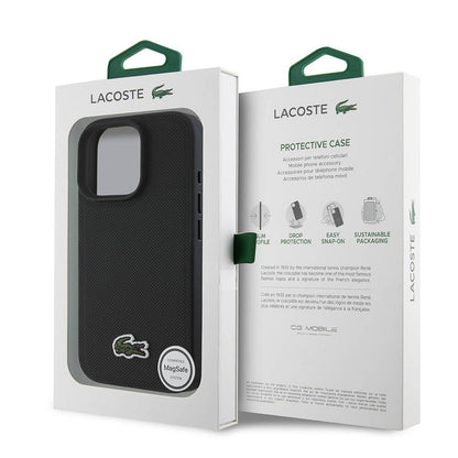 iPhone 16 Pro Kılıf Lacoste orijinal Lisanslı PU Pike Desenli Arka Yüzey İkonik Timsah Dokuma Logolu Kılıf