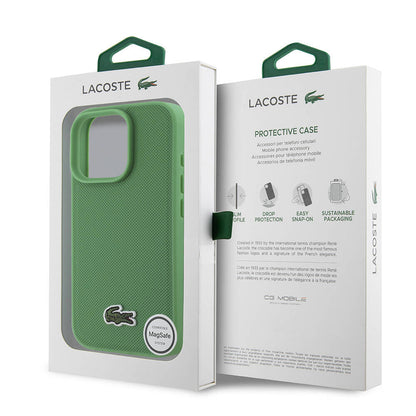 iPhone 16 Pro Kılıf Lacoste orijinal Lisanslı PU Pike Desenli Arka Yüzey İkonik Timsah Dokuma Logolu Kılıf