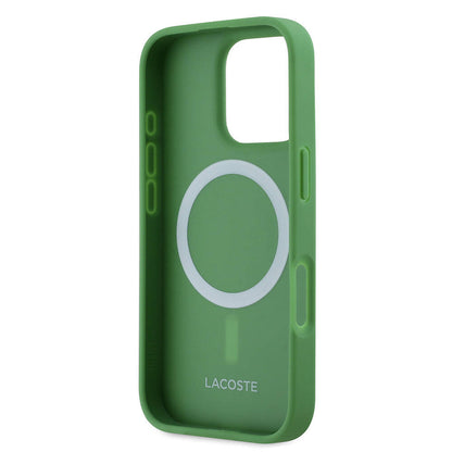 iPhone 16 Pro Kılıf Lacoste orijinal Lisanslı PU Pike Desenli Arka Yüzey İkonik Timsah Dokuma Logolu Kılıf