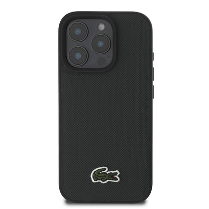 iPhone 16 Pro Kılıf Lacoste orijinal Lisanslı PU Pike Desenli Arka Yüzey İkonik Timsah Dokuma Logolu Kılıf
