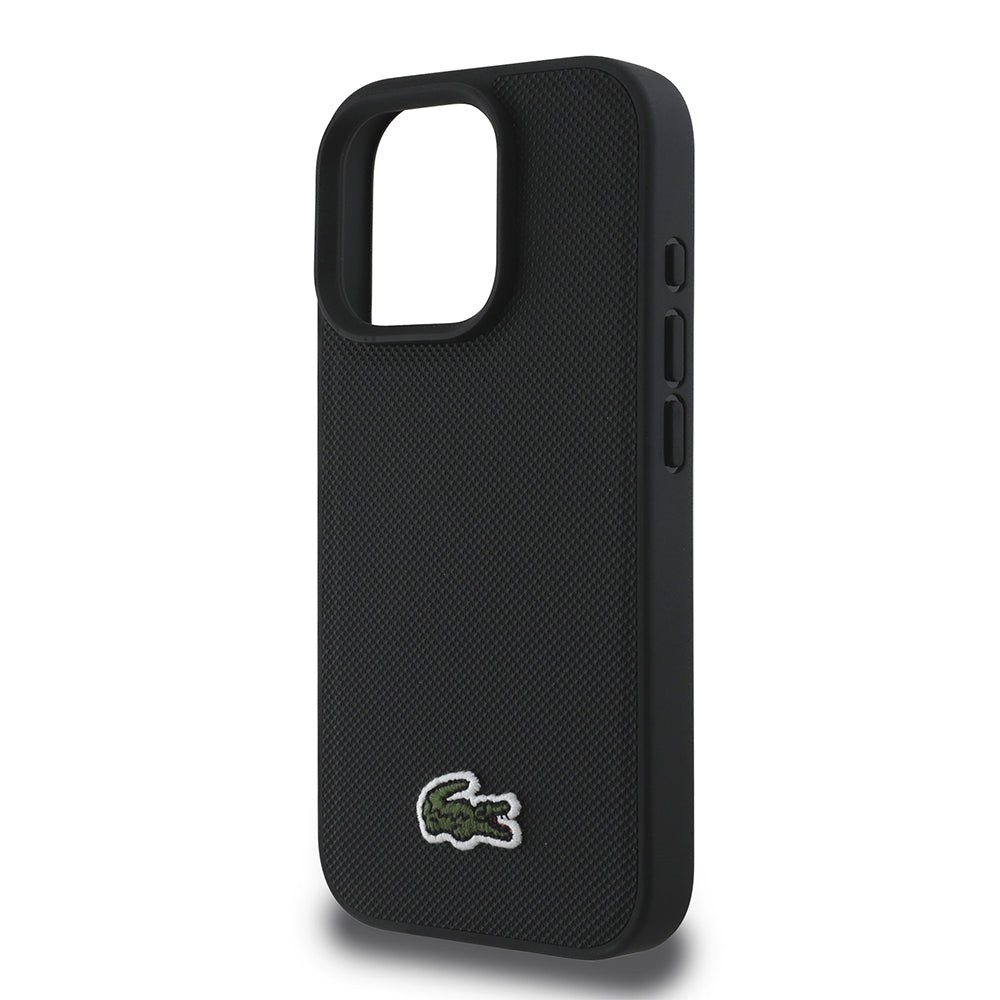 iPhone 16 Pro Kılıf Lacoste orijinal Lisanslı PU Pike Desenli Arka Yüzey İkonik Timsah Dokuma Logolu Kılıf + Type-C Kablo 1.5m