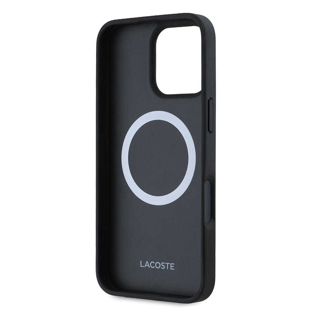iPhone 16 Pro Kılıf Lacoste orijinal Lisanslı PU Pike Desenli Arka Yüzey İkonik Timsah Dokuma Logolu Kılıf + Type-C Kablo 1.5m