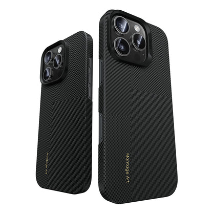 iPhone 16 Pro Kılıf M-safe Şarj Özellikli Karbon Fiber Metal Kamera Çerçeveli Benks Montage ArmorAir Kevlar Kılıf