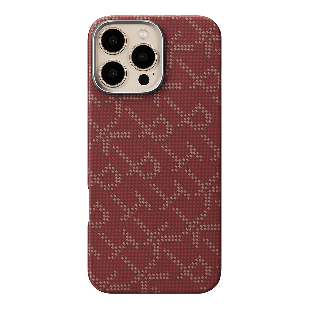 iPhone 16 Pro Kılıf M-safe Şarj Özellikli Aramid Fiber Pitaka Tactile Woven Monogram Serisi Kılıf